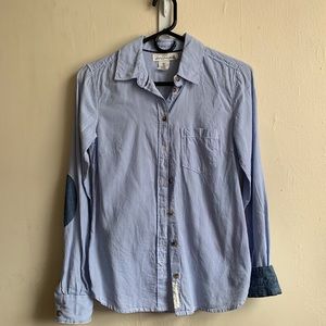 Pinstripe Button down with elbow patches